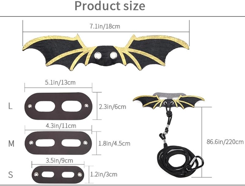 Weimostar Bearded Dragon Leash and Harness Set, 3 Size Adjustable Lizard Harnesses with Silver Black Wing, Soft Reptile Leash for Small Animal Outdoor Walking - Image 4